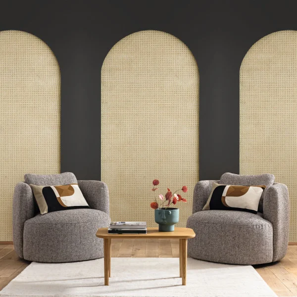 Caselio 106209034 Reliefs Canework Arch Noir S - mural imitujący plecionkę z trzciny z motywem łuku