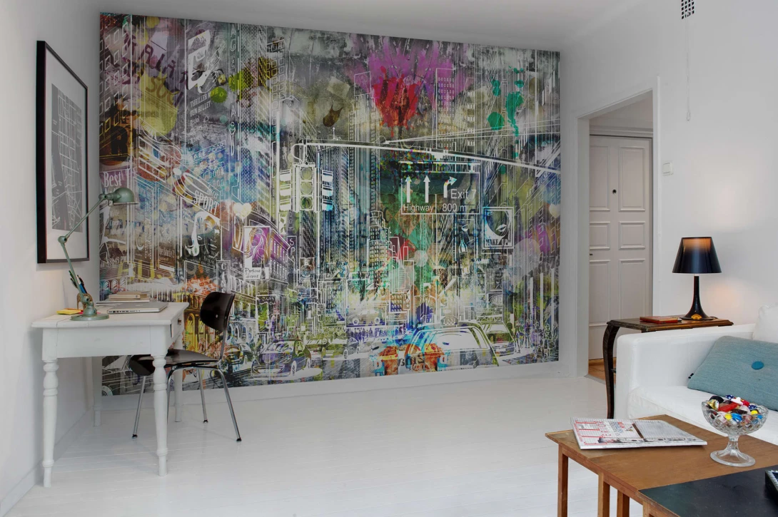 Rebel Walls R10623 Pops Cartoon City Graphite - mural w komiksowy motyw