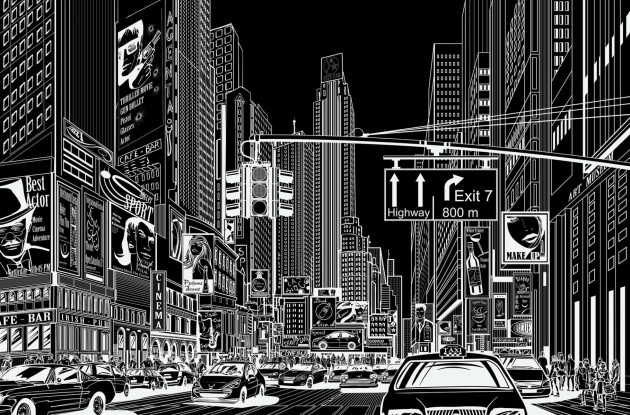 Rebel Walls R10622 Pops Cartoon City Black - mural w komiksowy motyw