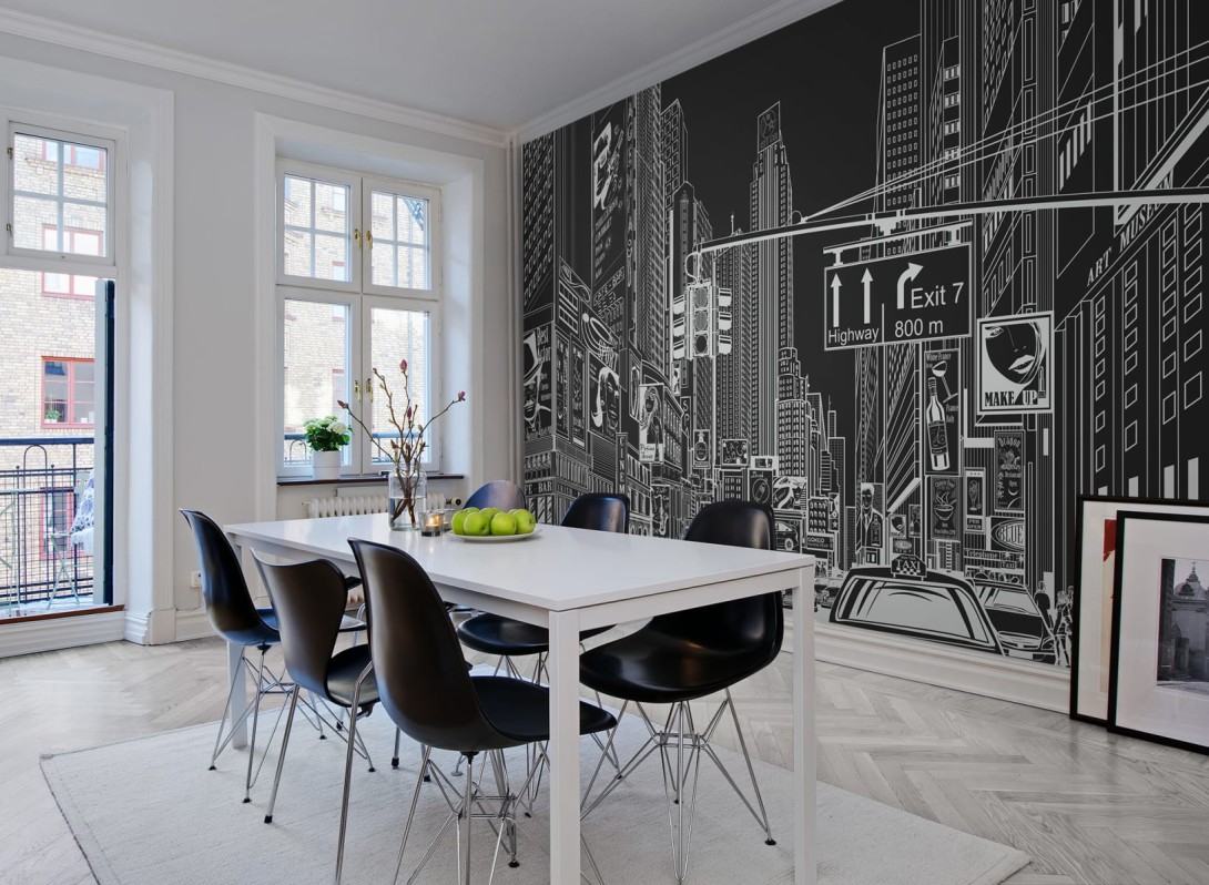 Rebel Walls R10622 Pops Cartoon City Black - mural w komiksowy motyw