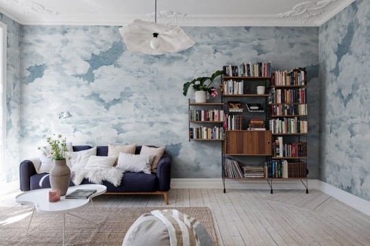 Rebel Walls R19392 Pops Chubby Clouds Soft Blue - mural w chmury