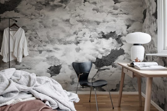 Rebel Walls R19390 Pops Chubby Clouds Soft Graphite - mural w chmury