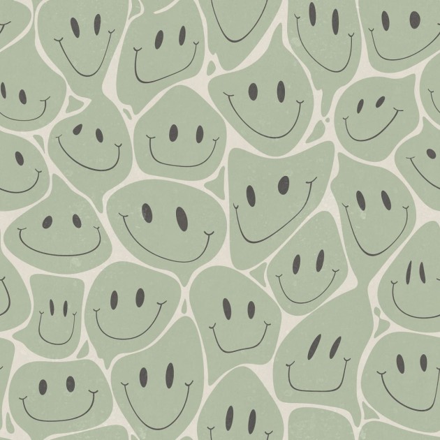 Rebel Walls R19375 Pops Happy Rebel Green - mural w uśmiechnięte twarze