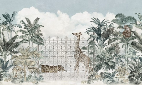 Rebel Walls R19350 Pops Jaipur Animals - mural w egzotyczne rośliny i zwierzęta