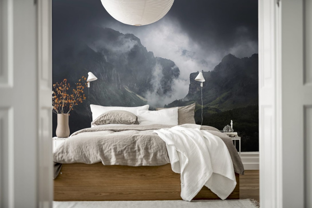 Rebel Walls R19195 Pops Foggy Valley - mural w krajobraz doliny we mgle