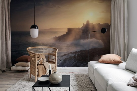 Rebel Walls R19164 Pops Coastline - mural w pejzaż nadmorskiego miasteczka na klifie