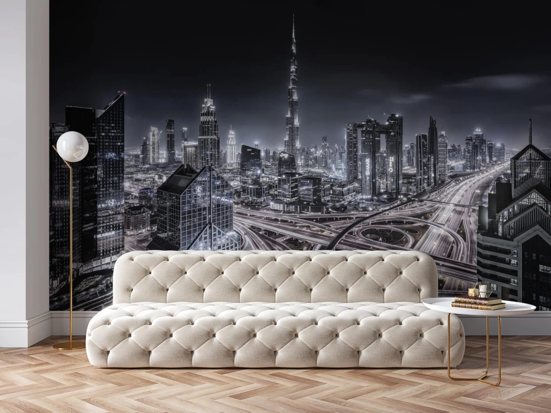 Rebel Walls R19125 Pops Sparkling City Lights - mural w miejski pejzaż nocny