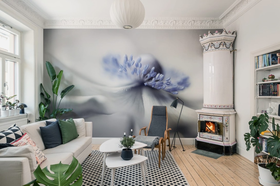 Rebel Walls R19087 Pops Blue Pastil - mural w kwiaty