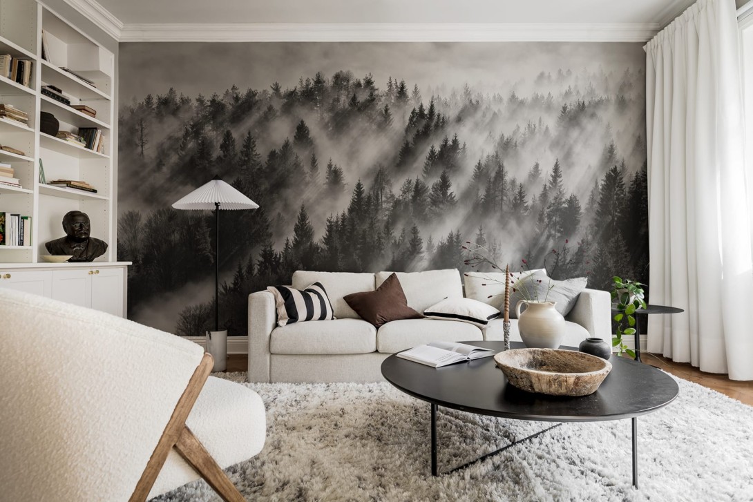 Rebel Walls R19060 Pops Foggy Forest - mural w zamglony las