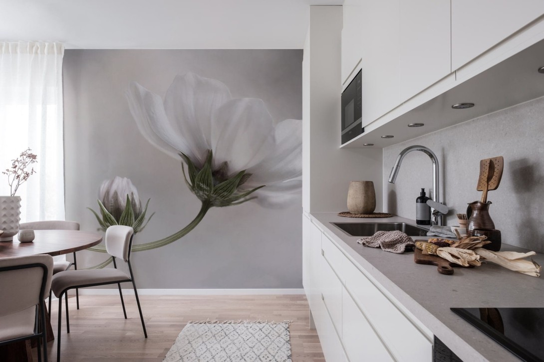 Rebel Walls R19025 Pops White Flower - mural w kwiaty