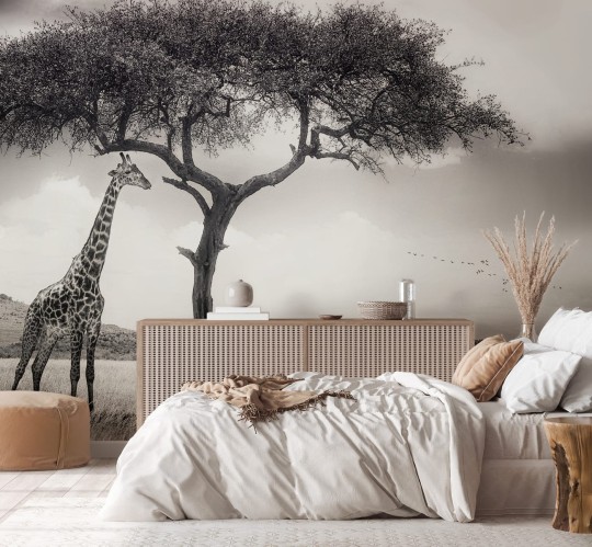 Rebel Walls R19018 Pops Peaceful Savannah - mural w krajobraz sawanny
