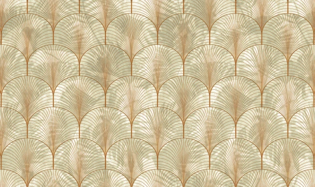 Rebel Walls R18575 Pops Art Deco Palms Bronze - tapeta w roślinny motyw w stylu art deco