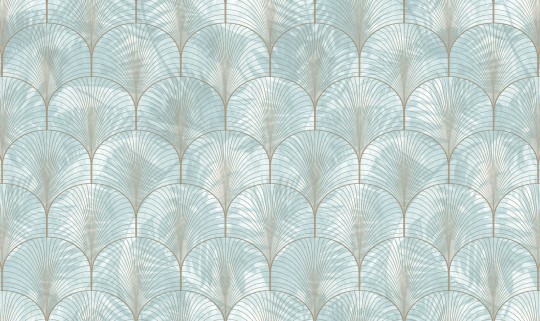 Rebel Walls R18574 Pops Art Deco Palms Silver - tapeta w roślinny motyw w stylu art deco