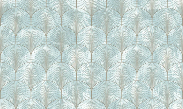 Rebel Walls R18574 Pops Art Deco Palms Silver - tapeta w roślinny motyw w stylu art deco