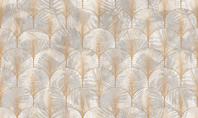 Rebel Walls R18573 Pops Art Deco Palms Gold - tapeta w roślinny motyw w stylu art deco