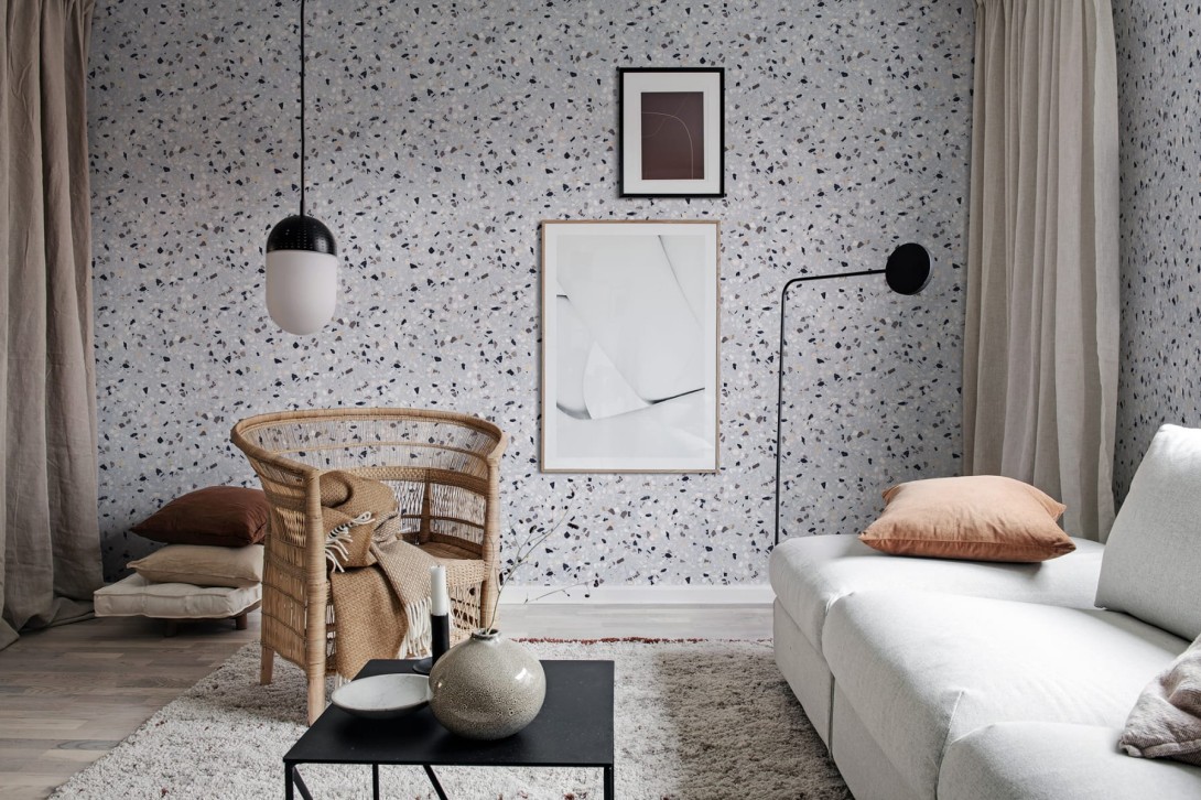 Rebel Walls R18572 Pops Terazzo Ocean Blue - tapeta imitujący lastryko