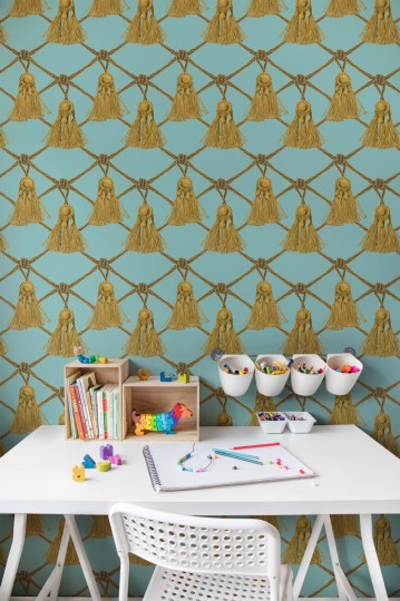 Rebel Walls R18561 Pops Tassels Soft Turquoise - tapeta we frędzle