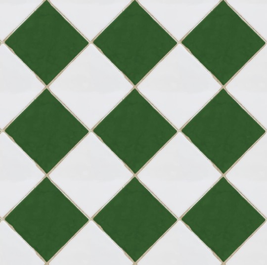 Rebel Walls R18552 Pops Checkered Tiles White & Green - tapeta imitująca płytki ułożone w kratkę