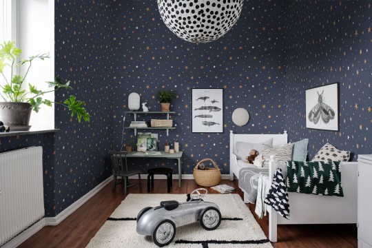 Rebel Walls R18545 Pops Stardust Night - tapeta dla dzieci w gwiazdy