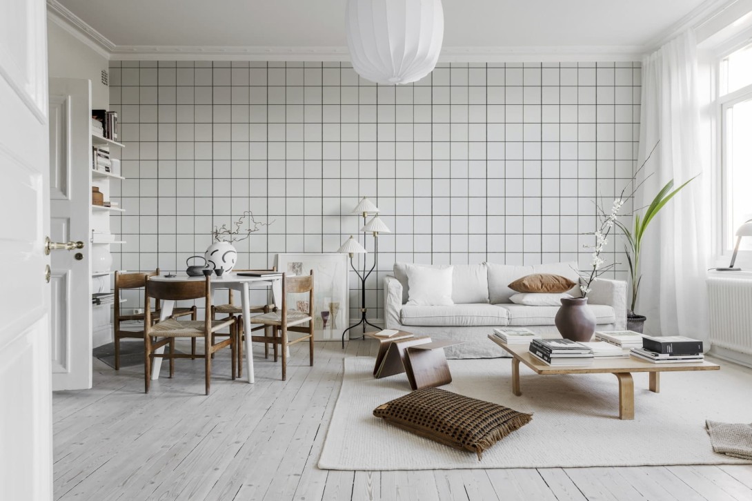 Rebel Walls R18536 Pops Square Tiles Clean White - tapeta imitująca kwadratowe płytki