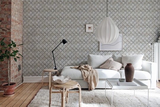 Rebel Walls R18525 Pops Small Concrete Trellis Harsh Grey - tapeta imitująca betonową ścianę