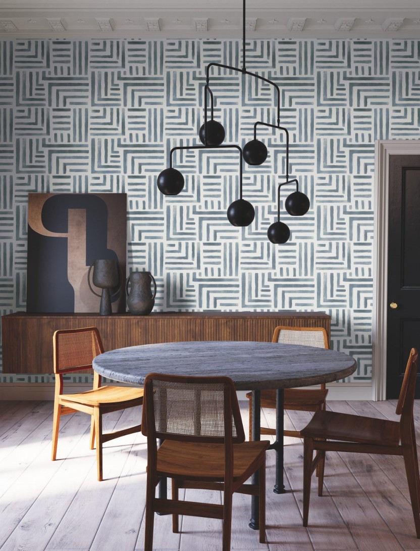 OL / York LM5364 Lemieux Et Cie Signature Painterly Labyrinth Aqua - 1 rolka 