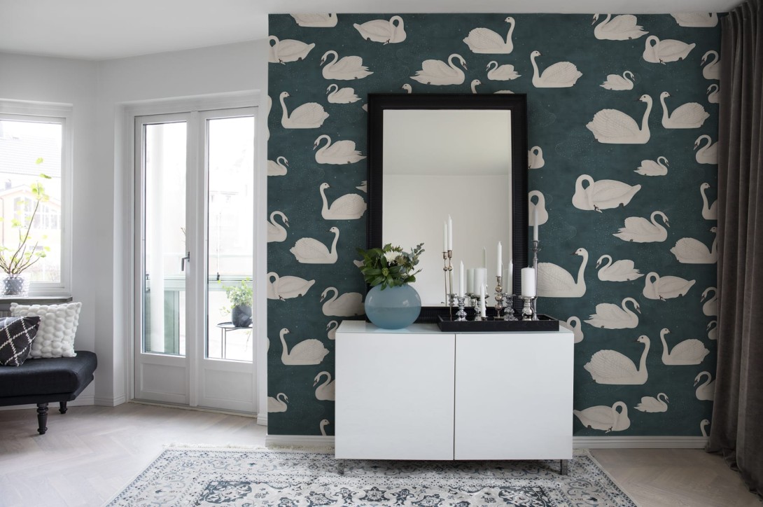 Rebel Walls R17123 Well-Being Cygne Bleu - mural dla dzieci w łabędzie