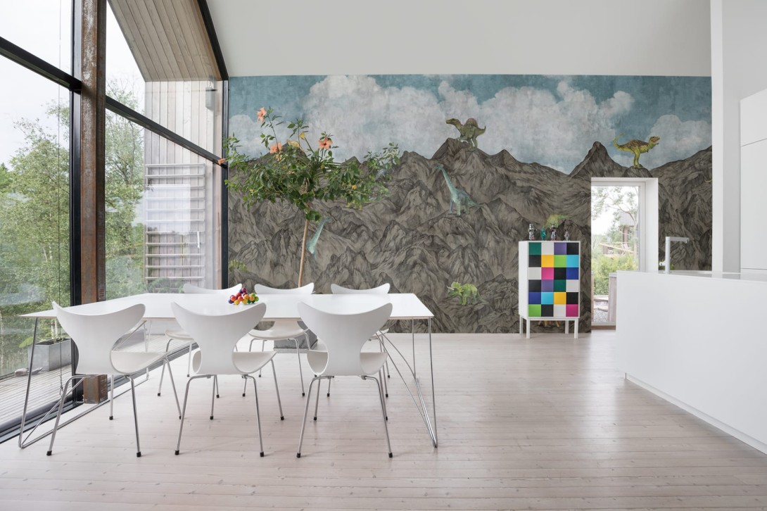 Rebel Walls R16994 Well-Being Dinosaur Mountain Day - mural dla dzieci w dinozaury