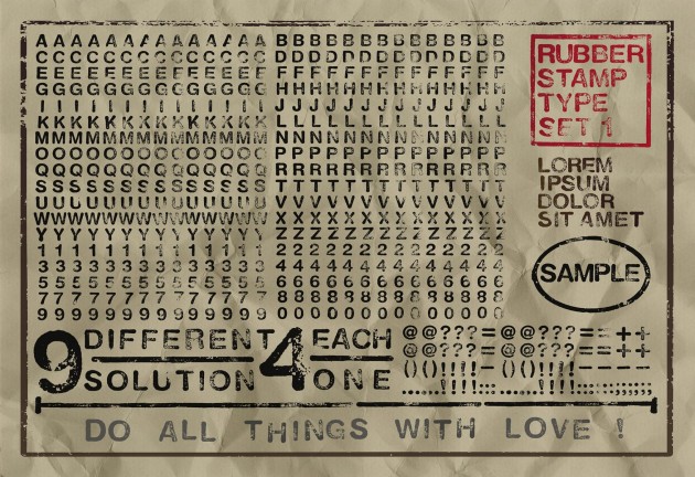 Rebel Walls R12263 Panorama Rubber Stamp Wide - mural w tłoczony alfabet w stylu vintage