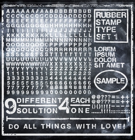 Rebel Walls R12261 Panorama Rubber Stamp Black - mural w tłoczony alfabet