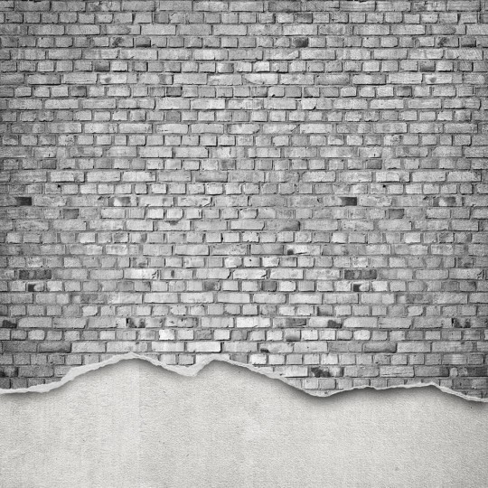 Rebel Walls R12224 Panorama Well-Worn Brick Wall White - mural imitujący ceglaną ścianę