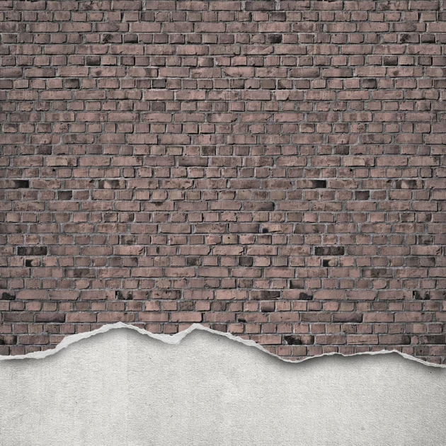 Rebel Walls R12223 Panorama Well-Worn Brick Wall Old Style - mural imitujący ceglaną ścianę