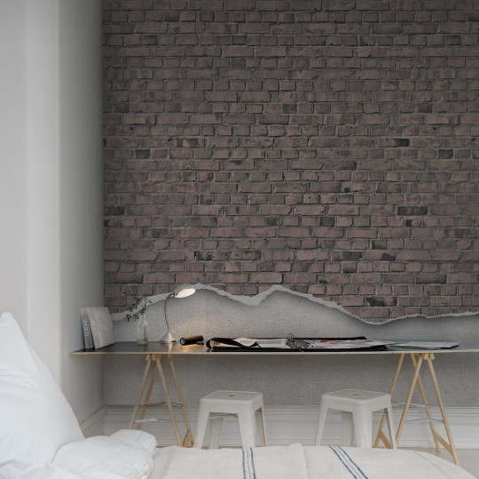 Rebel Walls R12223 Panorama Well-Worn Brick Wall Old Style - mural imitujący ceglaną ścianę