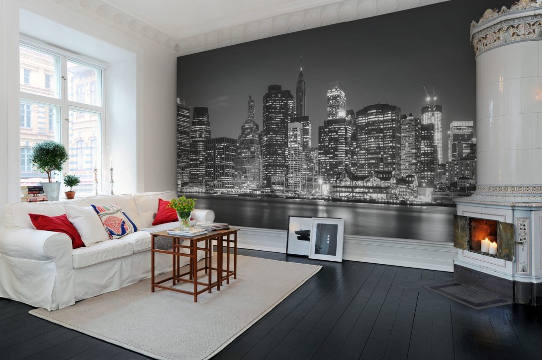 Rebel Walls R10684 Panorama New York at Night - mural w panoramę Nowego Jorku