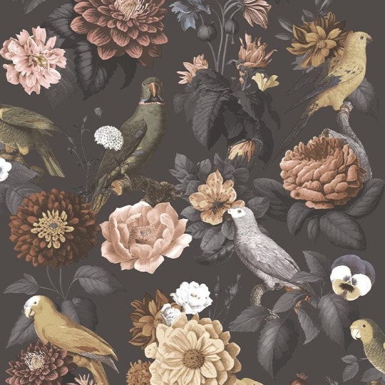 Cristiana Masi 15549 Botany House Parrottini - tapeta w kwiaty i ptaki