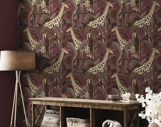 Cristiana Masi 15527 Botany House Giraffe - tapeta w żyrafy i egzotyczne liście