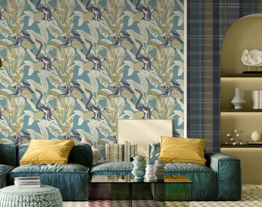 Cristiana Masi 15531 Botany House Lemuri - tapeta w lemury i rośliny