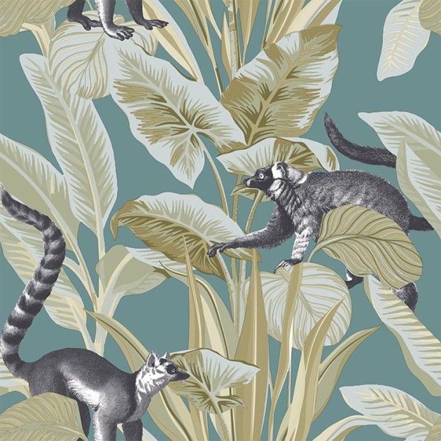 Cristiana Masi 15535 Botany House Lemuri - tapeta w lemury i rośliny