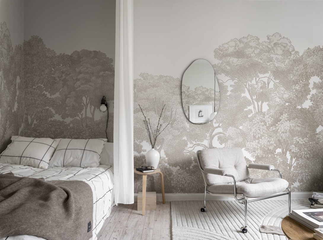 Rebel Walls R18638 Rebel Favorites Bellewood Sand - mural w drzewa