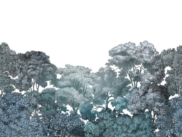 Rebel Walls R18637 Rebel Favorites Bellewood Teal - mural w drzewa