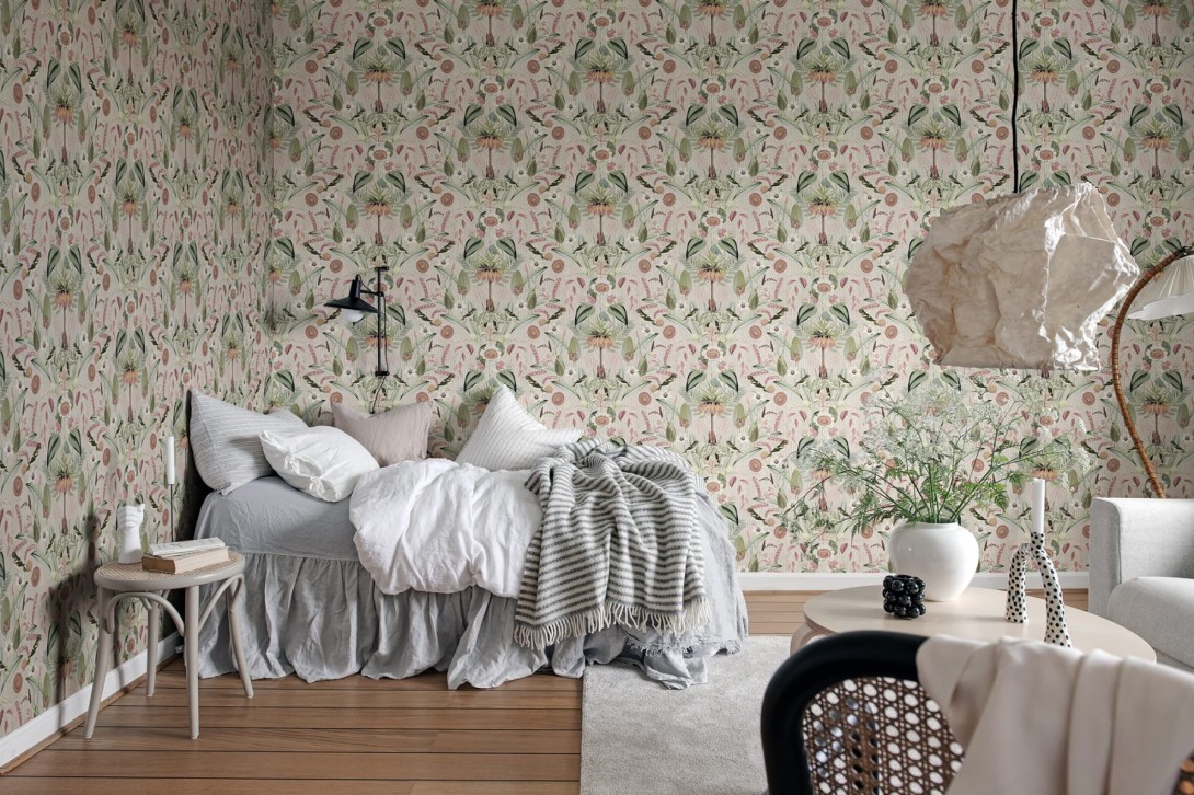 Rebel Walls R17543 Rebel Favorites Arlon Pastel - tapeta w paski i roślinny motyw