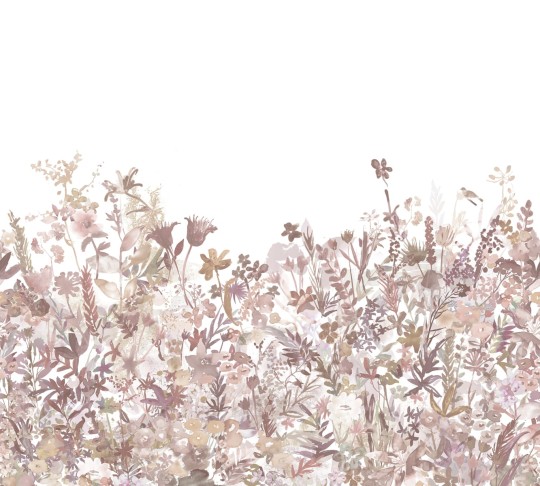 Rebel Walls R14533 Rebel Favorites May Meadow Dusty Pink - mural w polne kwiaty