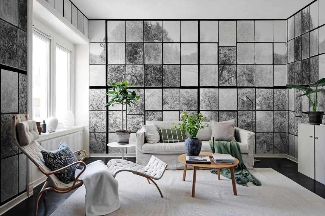 Rebel Walls R14382 Rebel Favorites Factory Window Graphite - mural w industrialne okno
