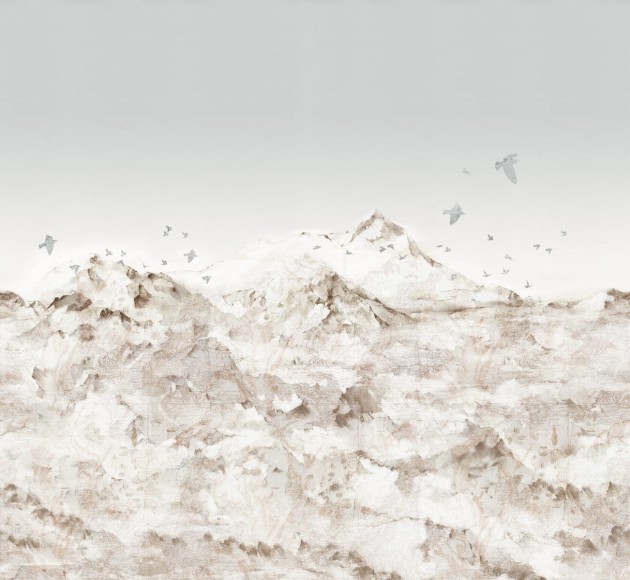 Rebel Walls R13873 Rebel Favorites Paper Mountains Sepia - mural w górzysty krajobraz