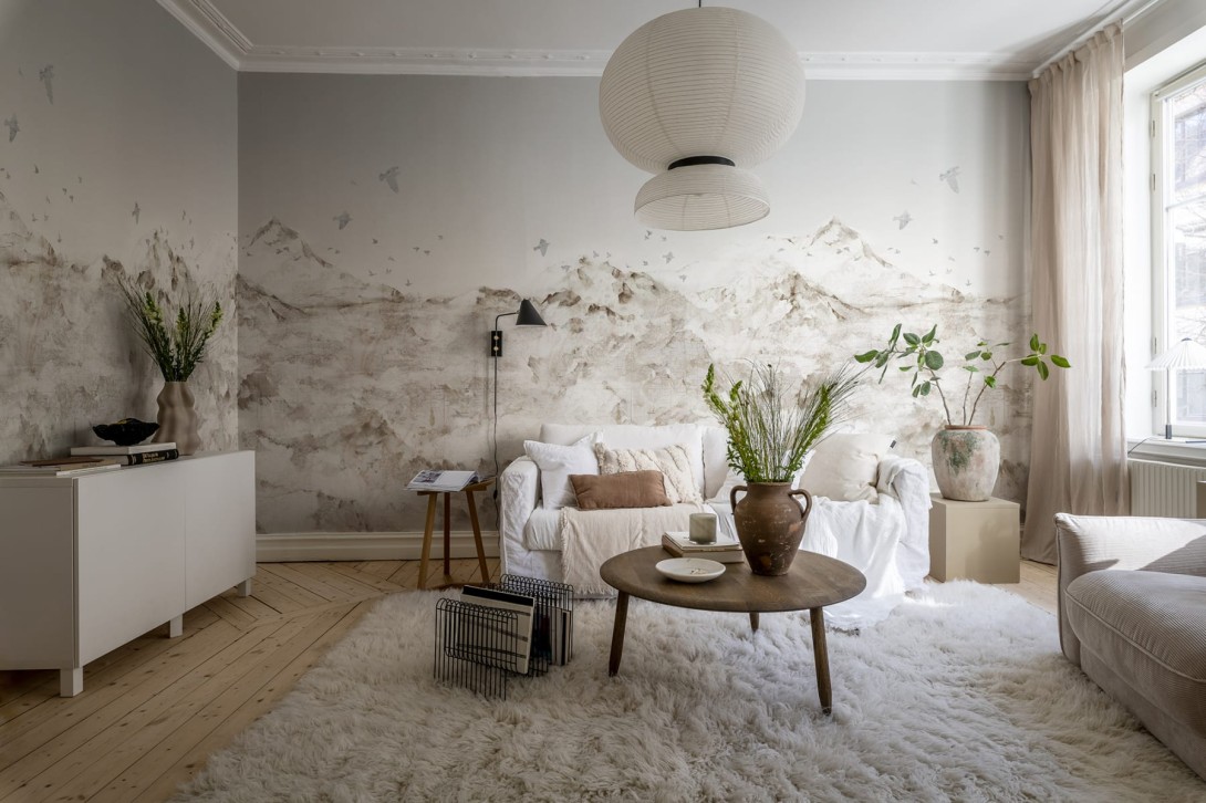 Rebel Walls R13873 Rebel Favorites Paper Mountains Sepia - mural w górzysty krajobraz