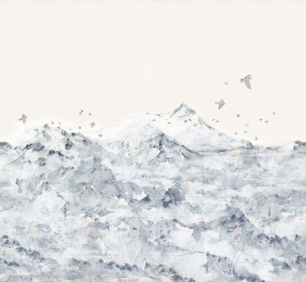 Rebel Walls R13872 Rebel Favorites Paper Mountains Blue - mural w górzysty krajobraz