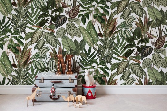 Rebel Walls R14591 Rebel Favorites Mischievous Monkeys - mural w egzotyczne liście