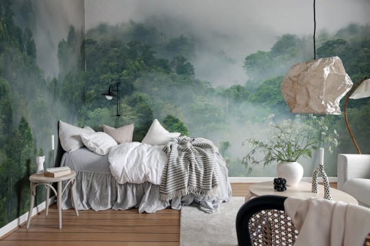 Rebel Walls R15062 Rebel Favorites Misty Forest - mural w zamglony las