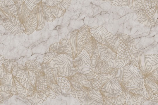 Rebel Walls R17094 Rebel Favorites Opulence Marble - mural w roślinny motyw na marmurowym tle