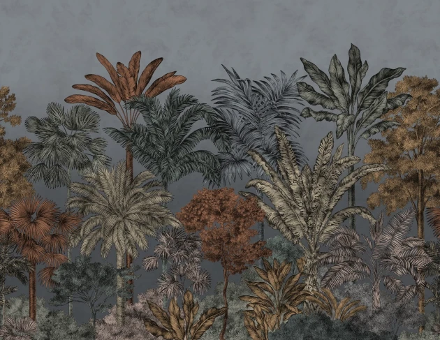 Rebel Walls R17592 Rebel Favorites Tropical Bellewood Night - mural w egzotyczne drzewa